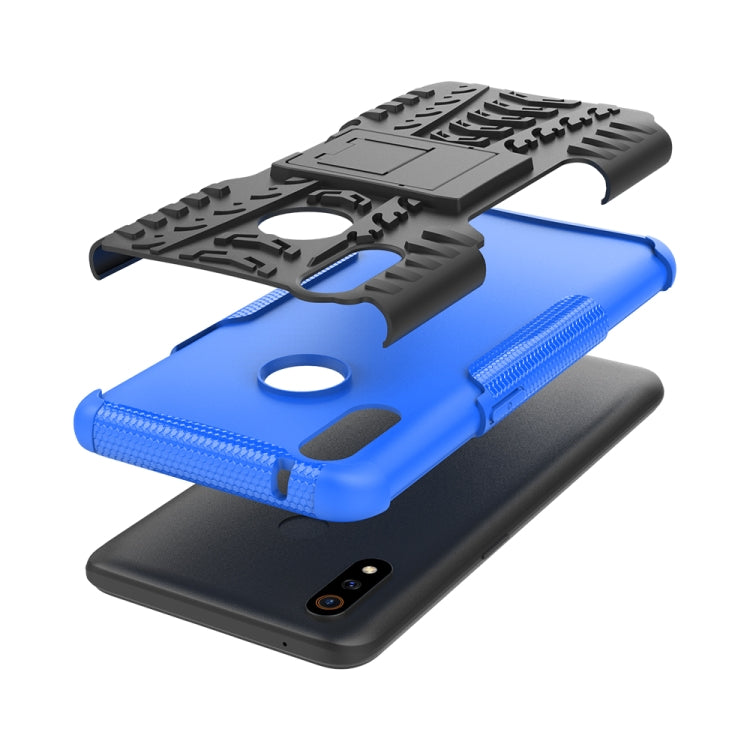 For OPPO Realme 3 Pro Tire Texture Shockproof TPU+PC Protective Case with Holder