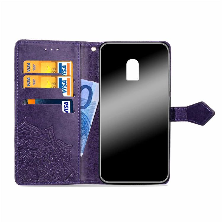 For OPPO R17 Embossed Mandala Pattern PC + TPU Horizontal Flip Leather Case with Holder & Card Slots