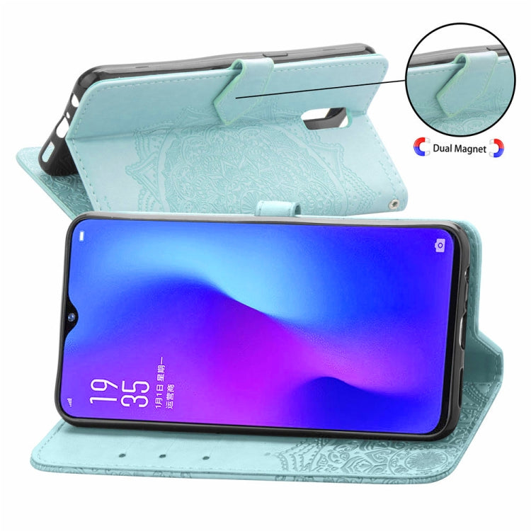 For OPPO R17 Embossed Mandala Pattern PC + TPU Horizontal Flip Leather Case with Holder & Card Slots