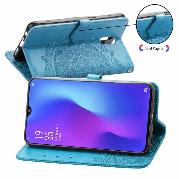 For OPPO R17 Embossed Mandala Pattern PC + TPU Horizontal Flip Leather Case with Holder & Card Slots