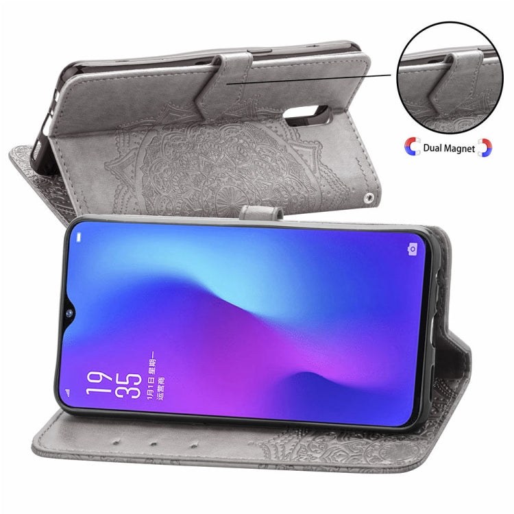 For OPPO R17 Embossed Mandala Pattern PC + TPU Horizontal Flip Leather Case with Holder & Card Slots