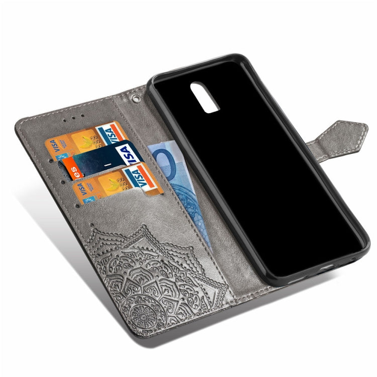 For OPPO R17 Embossed Mandala Pattern PC + TPU Horizontal Flip Leather Case with Holder & Card Slots