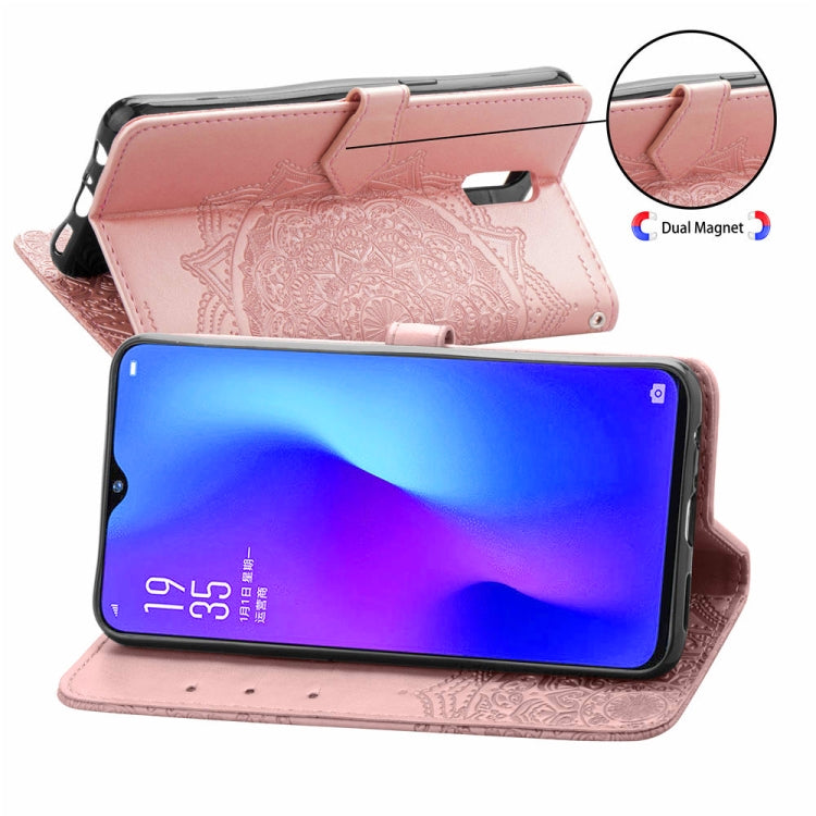 For OPPO R17 Embossed Mandala Pattern PC + TPU Horizontal Flip Leather Case with Holder & Card Slots