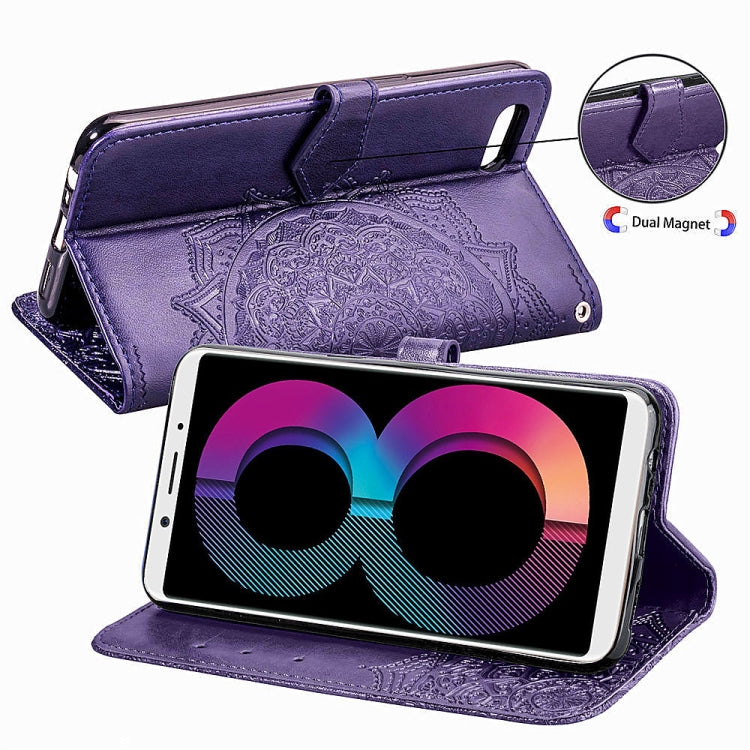 For OPPO A3 Embossed Mandala Pattern PC + TPU Horizontal Flip Leather Case with Holder & Card Slots