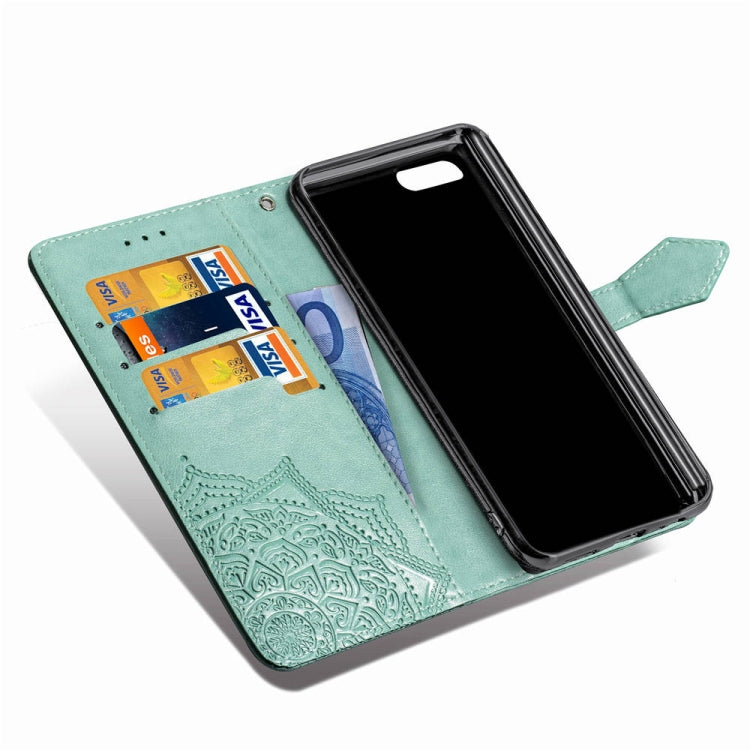 For OPPO A5 Embossed Mandala Pattern PC + TPU Horizontal Flip Leather Case with Holder & Card Slots