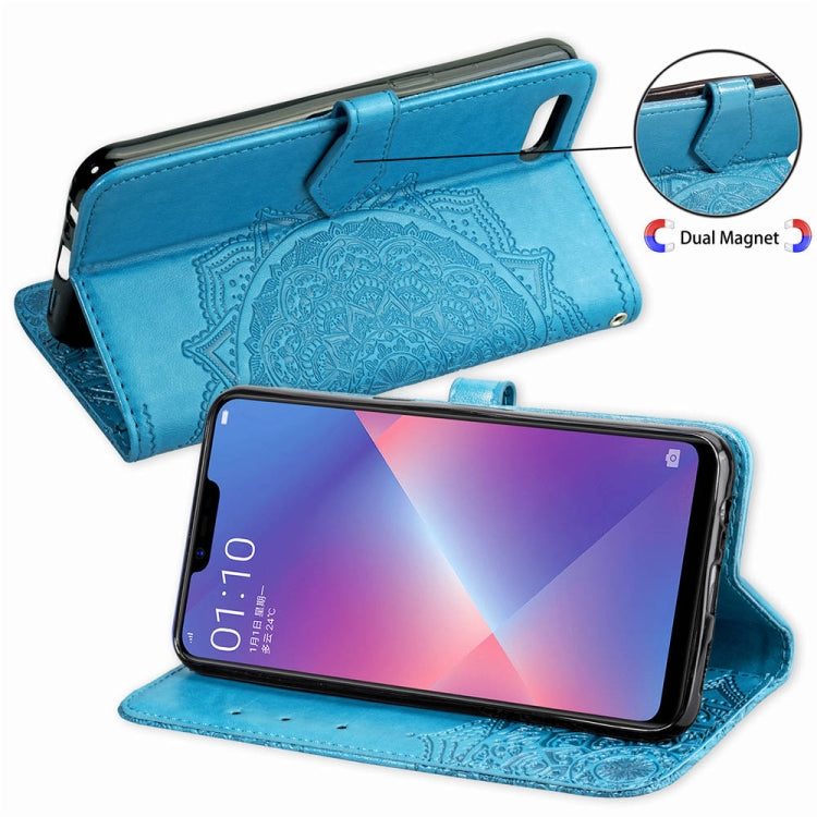 For OPPO A5 Embossed Mandala Pattern PC + TPU Horizontal Flip Leather Case with Holder & Card Slots