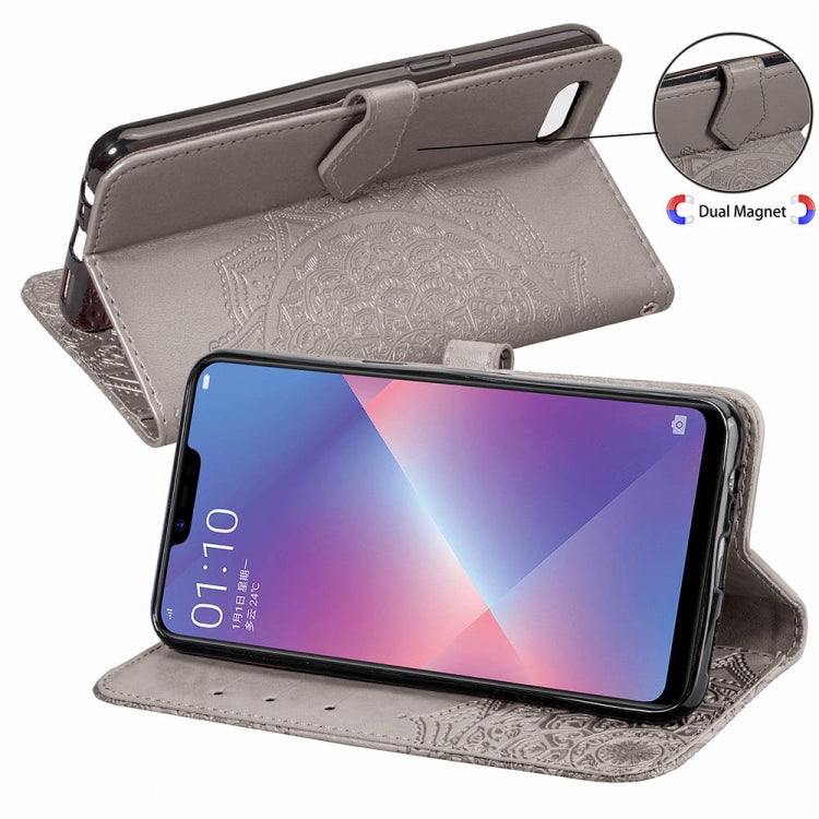For OPPO A5 Embossed Mandala Pattern PC + TPU Horizontal Flip Leather Case with Holder & Card Slots