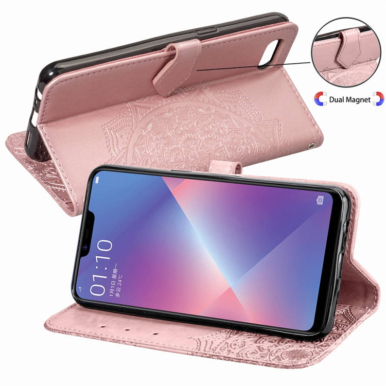 For OPPO A5 Embossed Mandala Pattern PC + TPU Horizontal Flip Leather Case with Holder & Card Slots