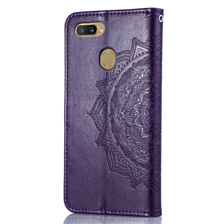 For OPPO A7 Embossed Mandala Pattern PC + TPU Horizontal Flip Leather Case with Holder & Card Slots