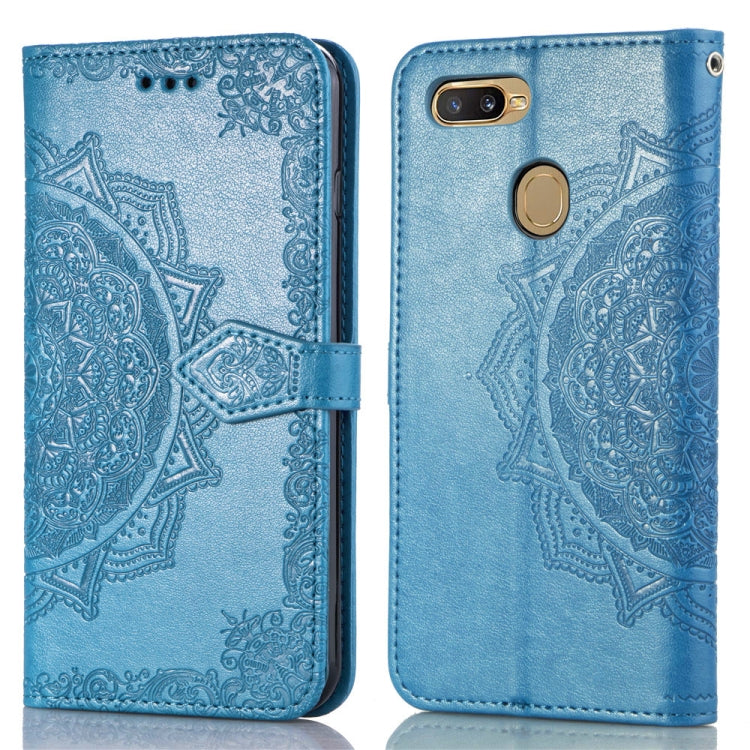 For OPPO A7 Embossed Mandala Pattern PC + TPU Horizontal Flip Leather Case with Holder & Card Slots
