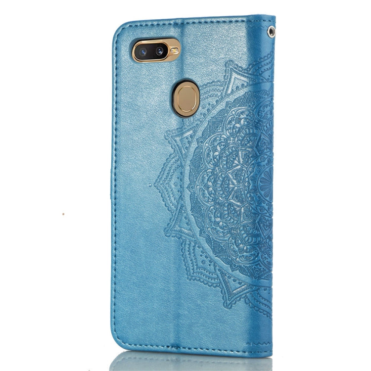 For OPPO A7 Embossed Mandala Pattern PC + TPU Horizontal Flip Leather Case with Holder & Card Slots