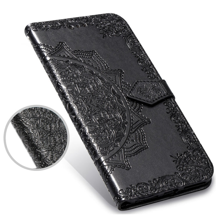 For OPPO A7 Embossed Mandala Pattern PC + TPU Horizontal Flip Leather Case with Holder & Card Slots