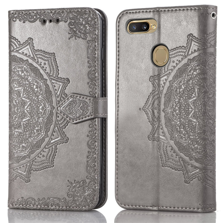 For OPPO A7 Embossed Mandala Pattern PC + TPU Horizontal Flip Leather Case with Holder & Card Slots