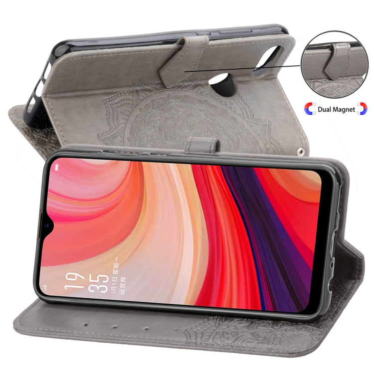 For OPPO A7 Embossed Mandala Pattern PC + TPU Horizontal Flip Leather Case with Holder & Card Slots