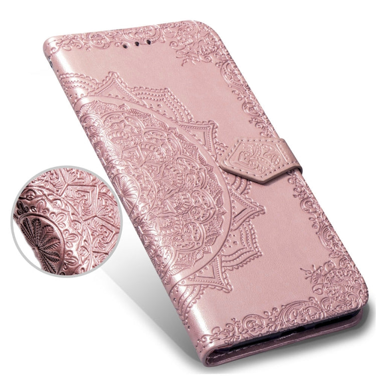For OPPO A7 Embossed Mandala Pattern PC + TPU Horizontal Flip Leather Case with Holder & Card Slots