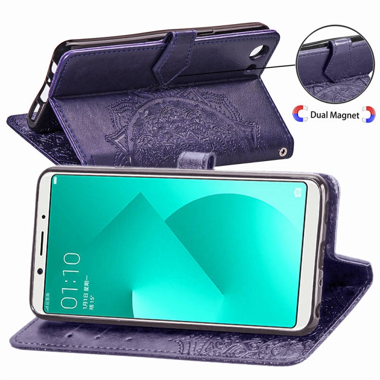 For OPPO A83 Embossed Mandala Pattern PC + TPU Horizontal Flip Leather Case with Holder & Card Slots