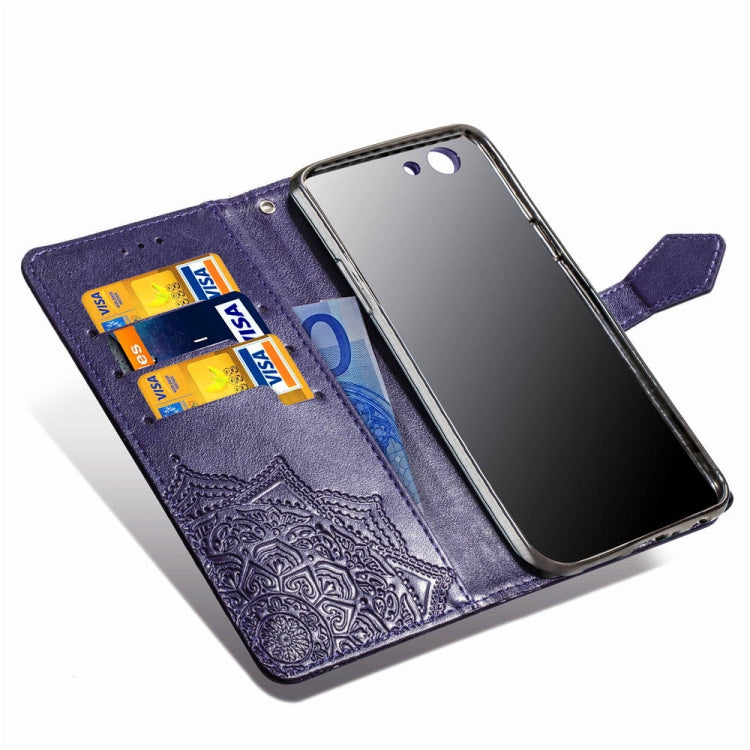 For OPPO A83 Embossed Mandala Pattern PC + TPU Horizontal Flip Leather Case with Holder & Card Slots