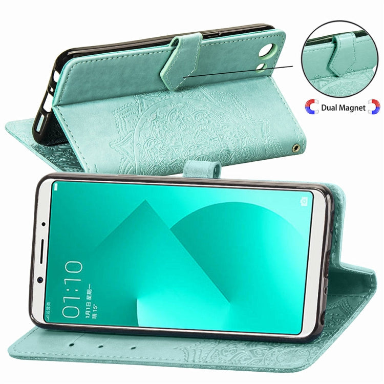 For OPPO A83 Embossed Mandala Pattern PC + TPU Horizontal Flip Leather Case with Holder & Card Slots