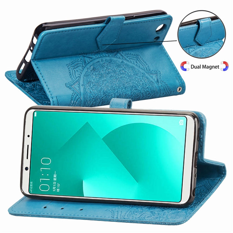 For OPPO A83 Embossed Mandala Pattern PC + TPU Horizontal Flip Leather Case with Holder & Card Slots