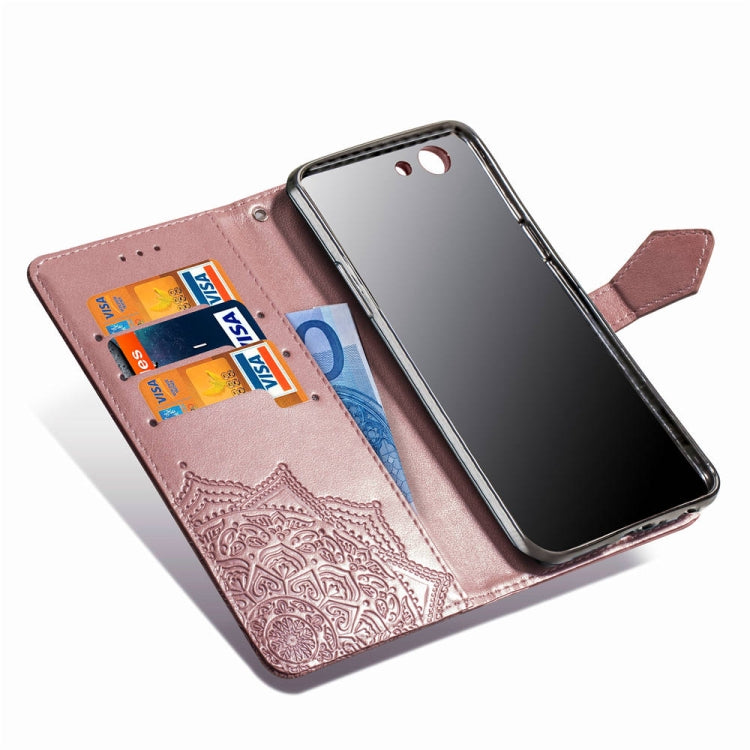 For OPPO A83 Embossed Mandala Pattern PC + TPU Horizontal Flip Leather Case with Holder & Card Slots