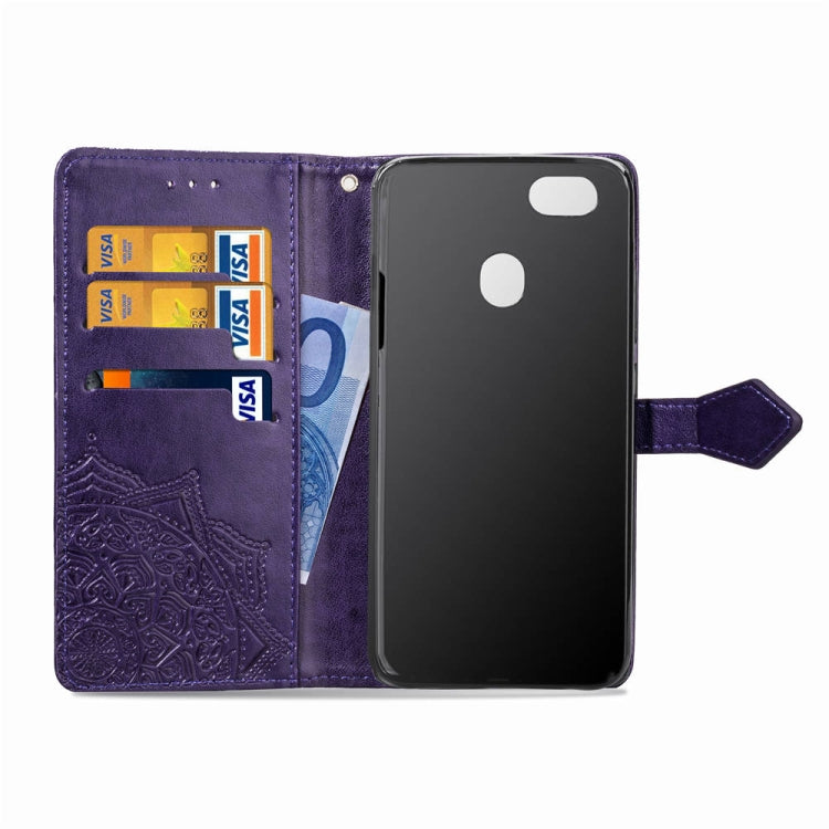 For OPPO F5 Embossed Mandala Pattern PC + TPU Horizontal Flip Leather Case with Holder & Card Slots