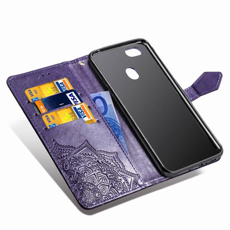 For OPPO F5 Embossed Mandala Pattern PC + TPU Horizontal Flip Leather Case with Holder & Card Slots