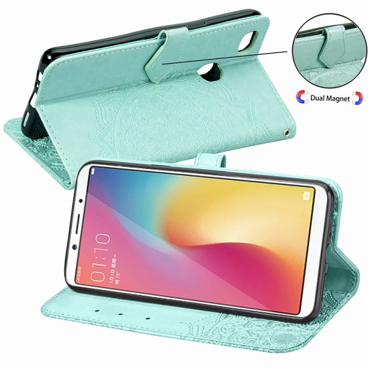 For OPPO F5 Embossed Mandala Pattern PC + TPU Horizontal Flip Leather Case with Holder & Card Slots