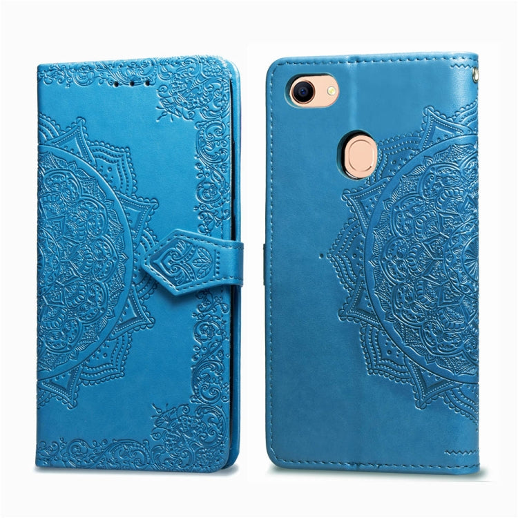 For OPPO F5 Embossed Mandala Pattern PC + TPU Horizontal Flip Leather Case with Holder & Card Slots