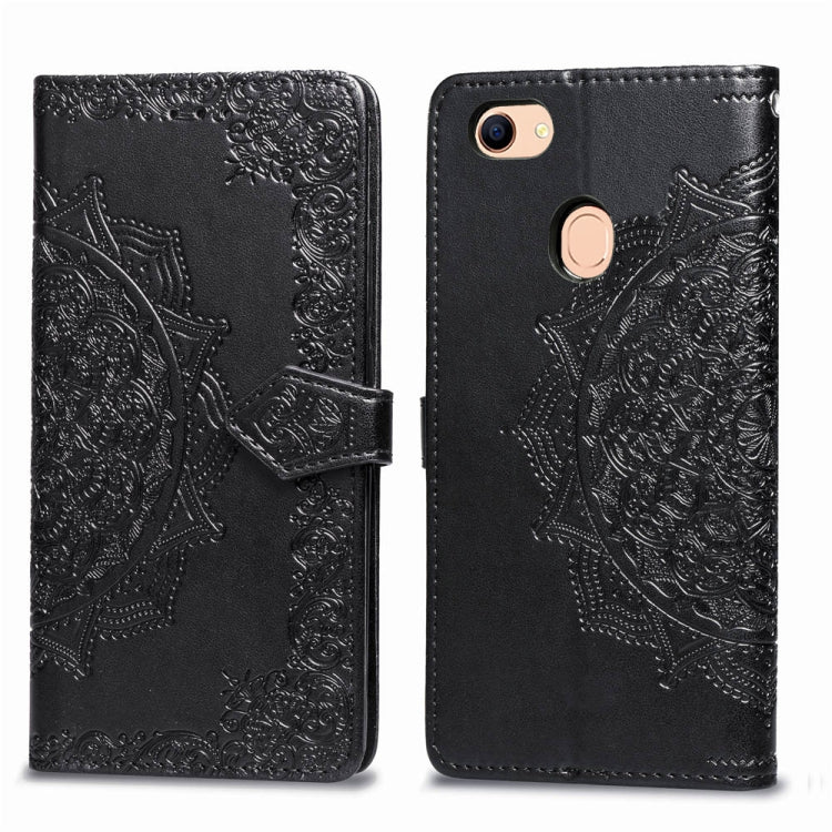 For OPPO F5 Embossed Mandala Pattern PC + TPU Horizontal Flip Leather Case with Holder & Card Slots