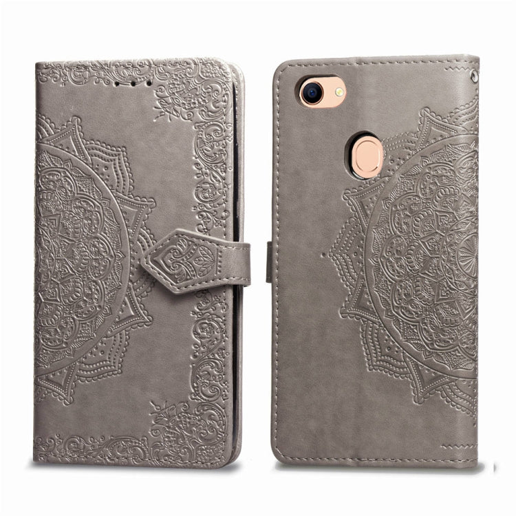 For OPPO F5 Embossed Mandala Pattern PC + TPU Horizontal Flip Leather Case with Holder & Card Slots