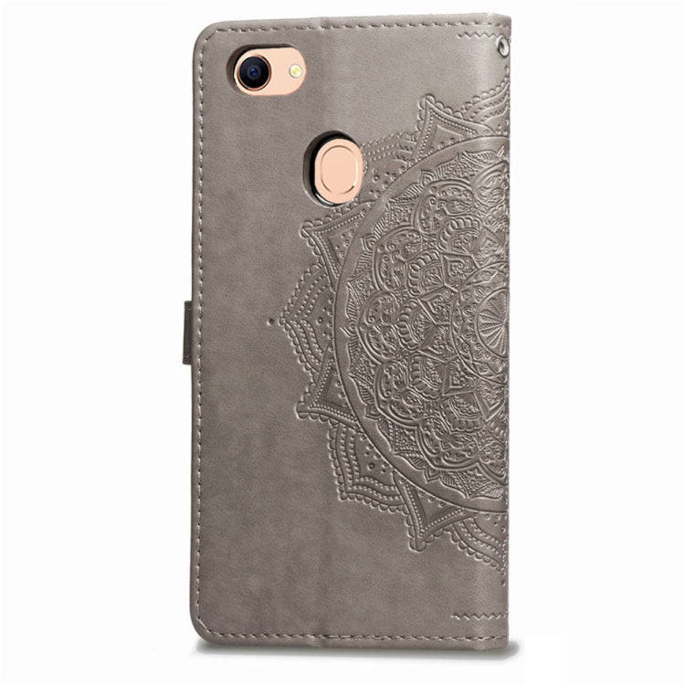 For OPPO F5 Embossed Mandala Pattern PC + TPU Horizontal Flip Leather Case with Holder & Card Slots