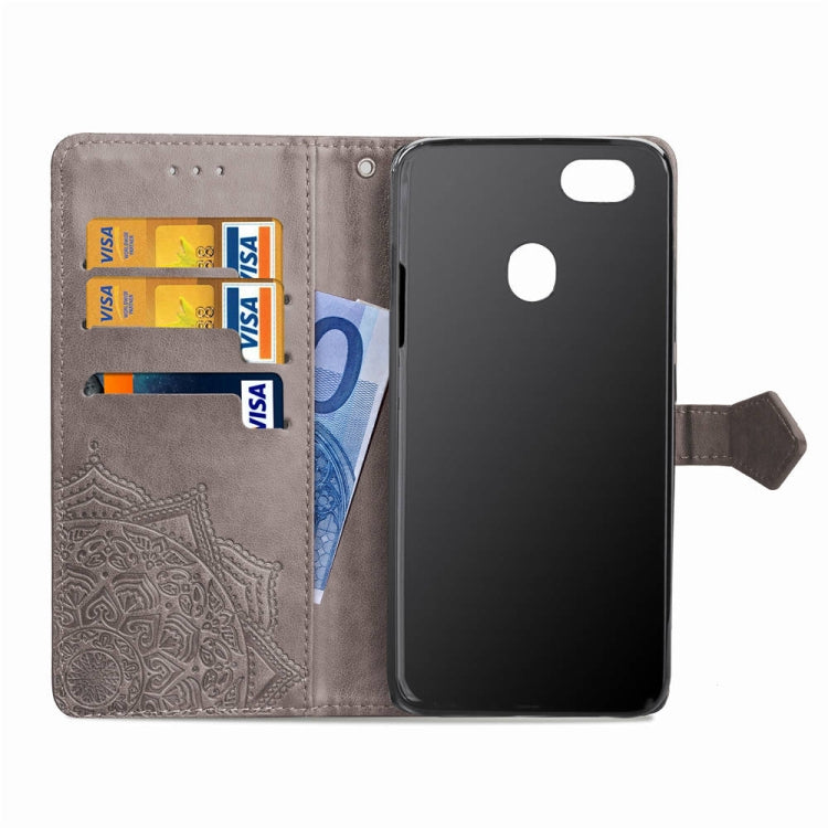 For OPPO F5 Embossed Mandala Pattern PC + TPU Horizontal Flip Leather Case with Holder & Card Slots