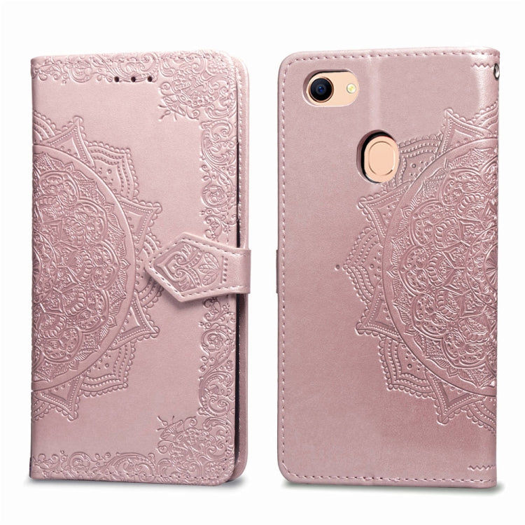 For OPPO F5 Embossed Mandala Pattern PC + TPU Horizontal Flip Leather Case with Holder & Card Slots