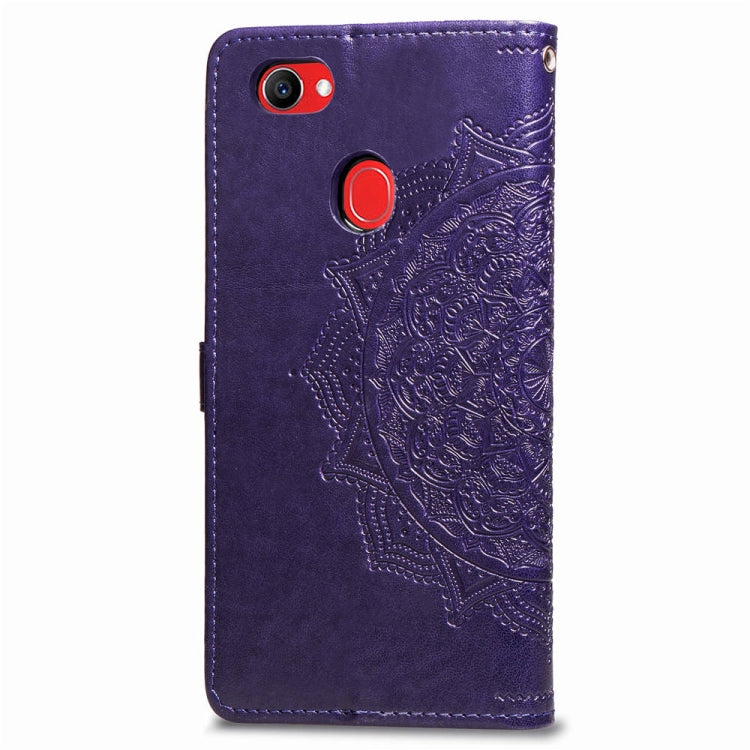 For OPPO F7 Embossed Mandala Pattern PC + TPU Horizontal Flip Leather Case with Holder & Card Slots