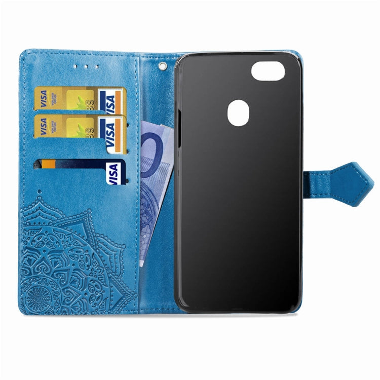 For OPPO F7 Embossed Mandala Pattern PC + TPU Horizontal Flip Leather Case with Holder & Card Slots