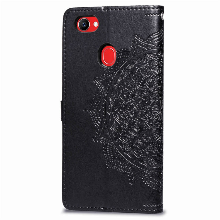 For OPPO F7 Embossed Mandala Pattern PC + TPU Horizontal Flip Leather Case with Holder & Card Slots