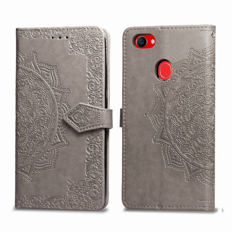 For OPPO F7 Embossed Mandala Pattern PC + TPU Horizontal Flip Leather Case with Holder & Card Slots