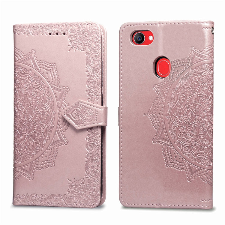 For OPPO F7 Embossed Mandala Pattern PC + TPU Horizontal Flip Leather Case with Holder & Card Slots