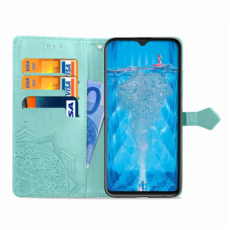 For OPPO F9 Embossed Mandala Pattern PC + TPU Horizontal Flip Leather Case with Holder & Card Slots
