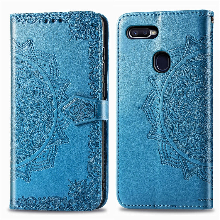 For OPPO F9 Embossed Mandala Pattern PC + TPU Horizontal Flip Leather Case with Holder & Card Slots