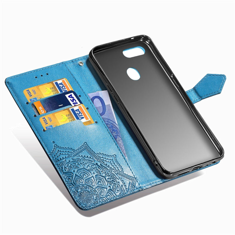 For OPPO F9 Embossed Mandala Pattern PC + TPU Horizontal Flip Leather Case with Holder & Card Slots