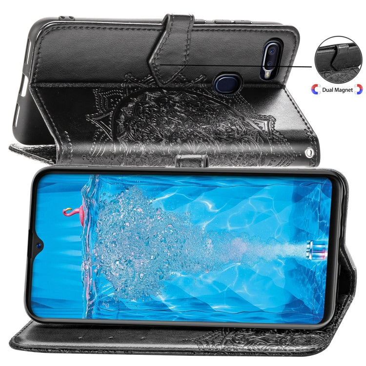 For OPPO F9 Embossed Mandala Pattern PC + TPU Horizontal Flip Leather Case with Holder & Card Slots