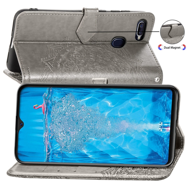 For OPPO F9 Embossed Mandala Pattern PC + TPU Horizontal Flip Leather Case with Holder & Card Slots