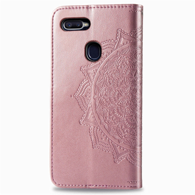 For OPPO F9 Embossed Mandala Pattern PC + TPU Horizontal Flip Leather Case with Holder & Card Slots