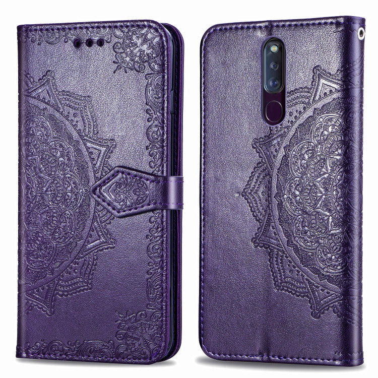 For OPPO F11 Pro Embossed Mandala Pattern PC + TPU Horizontal Flip Leather Case with Holder & Card Slots