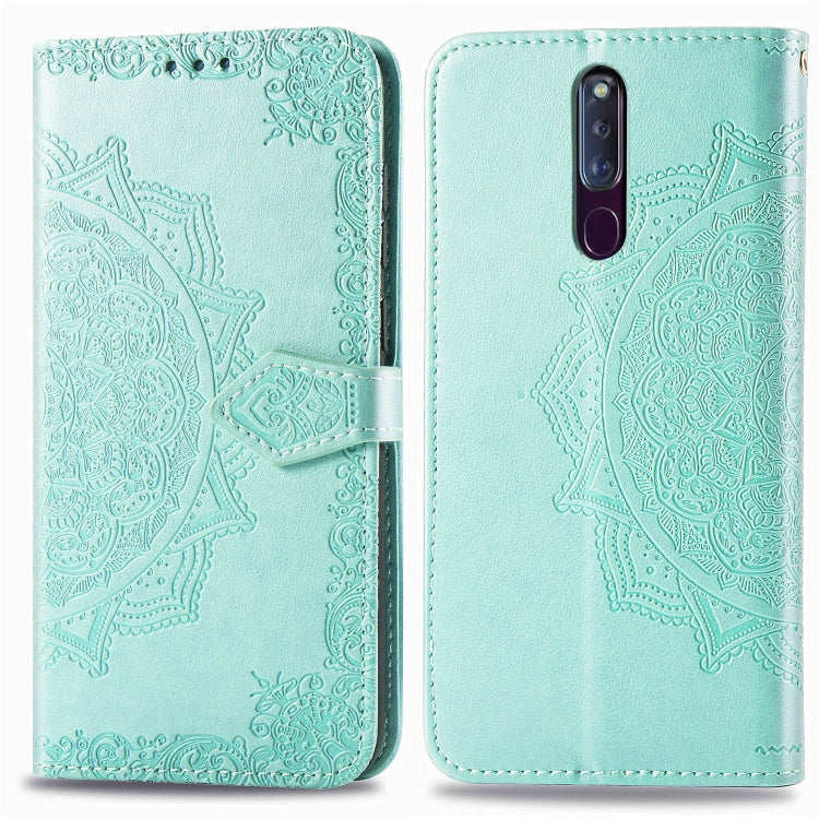 For OPPO F11 Pro Embossed Mandala Pattern PC + TPU Horizontal Flip Leather Case with Holder & Card Slots