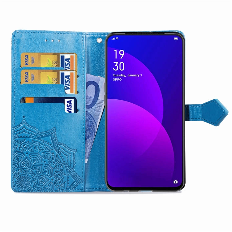 For OPPO F11 Pro Embossed Mandala Pattern PC + TPU Horizontal Flip Leather Case with Holder & Card Slots