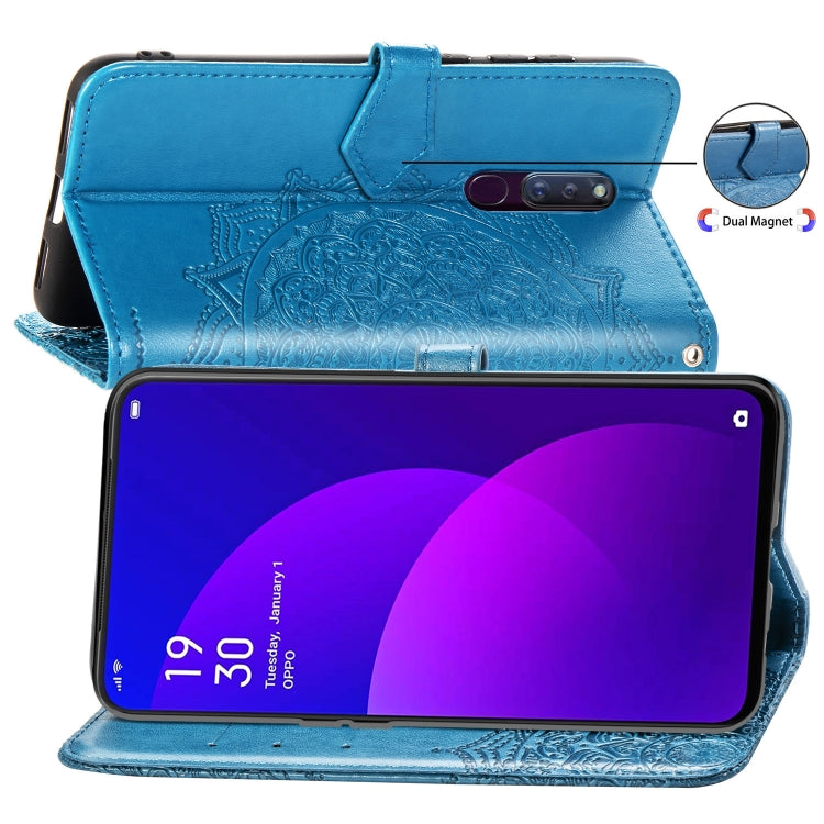 For OPPO F11 Pro Embossed Mandala Pattern PC + TPU Horizontal Flip Leather Case with Holder & Card Slots