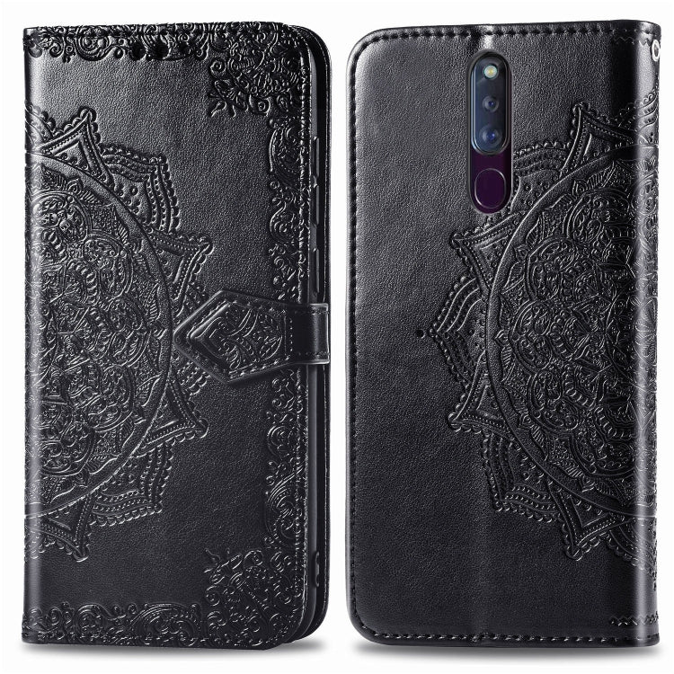For OPPO F11 Pro Embossed Mandala Pattern PC + TPU Horizontal Flip Leather Case with Holder & Card Slots
