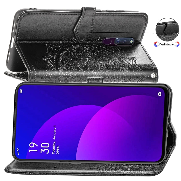 For OPPO F11 Pro Embossed Mandala Pattern PC + TPU Horizontal Flip Leather Case with Holder & Card Slots